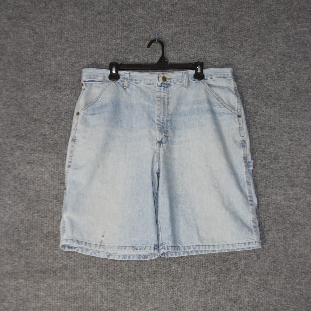 Vintage Wrangler Carpenter Shorts Mens 37 Light Blue Denim Workwear Utility